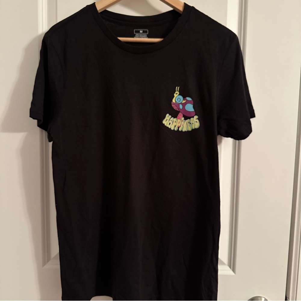growth and happiness black graphic t-shirt